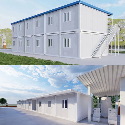 Điện có dây trước nhà container mở rộng với ánh sáng và bộ phân phối mạch