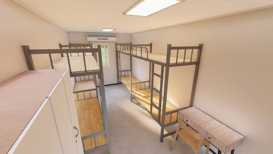 Điện có dây trước nhà container mở rộng với ánh sáng và bộ phân phối mạch