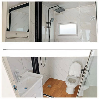 Red Color Expandable Container House Comes with Bathroom and Kitchen Cabinet