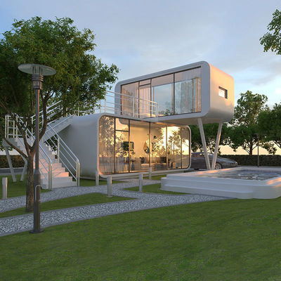 Σύγχρονη λευκή βίλα δύο ορόφων Apple House για πολυτελή ευρύχωρη διαμονή