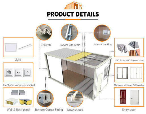 Nhà kho mini tùy chỉnh Nhà chứa gói phẳng Nhà chứa Prefab cấu trúc chống gió