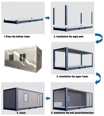 Modular Prefab Flat Pack Container House cho Trại Nhà cửa hàng & Khách sạn Ứng dụng