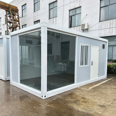 Flexible Folding Container House With Rock Wool Sandwich Panel And Bending Steel Plate Wall Panel