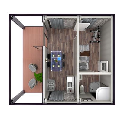 Một phòng ngủ Living Veranda Holiday Villa Flat Pack Container House Luxury Prefab Container House
