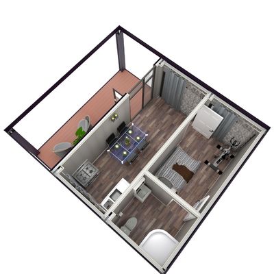 Một phòng ngủ Living Veranda Holiday Villa Flat Pack Container House Luxury Prefab Container House