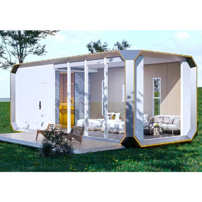 Galvanized Steel Frame And Metal Carved Panel Incorporated In The Structure Of Apple Cabin House