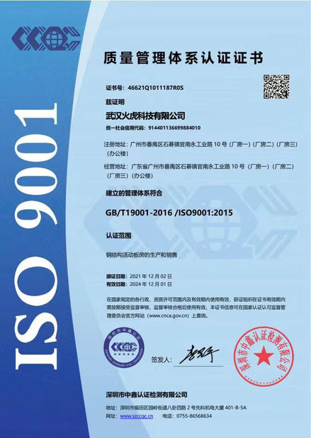 Chine Wuhan Huohu Technology Co., Ltd. certifications